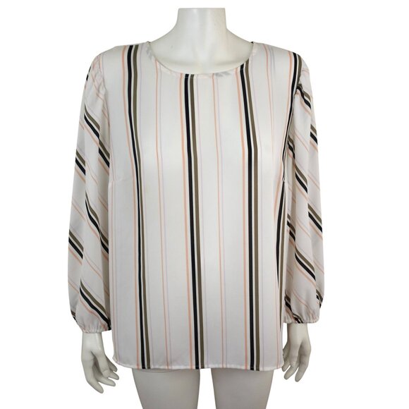 Apt. 9 White Multicolor Vertical Stripe Long Sleeve Pullover Tunic Womens XXL - Picture 1 of 8